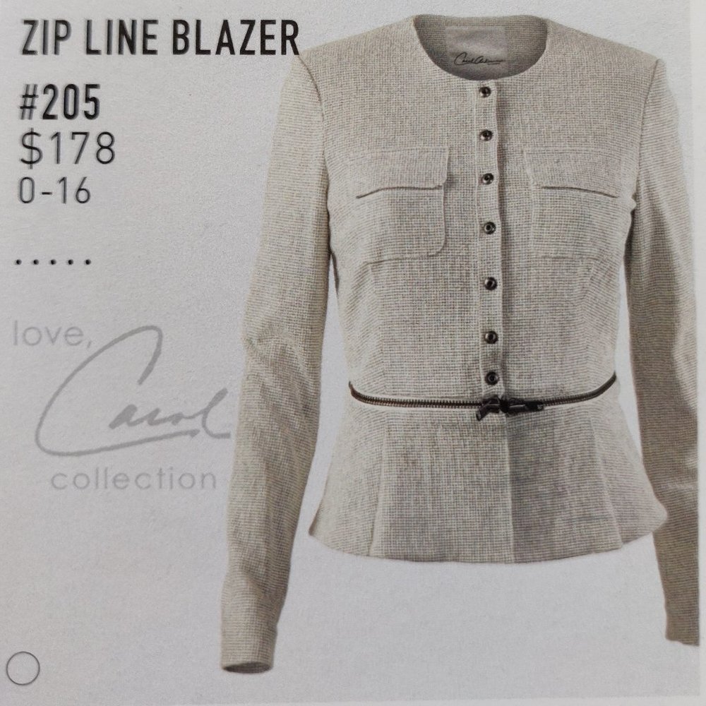CAbi Zip Line Blazer #205 Size 14 NWOT